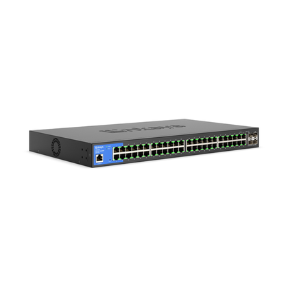Switch Gigabit Ethernet, 48 Puertos 10/100/1000 Mbps + 4 Puertos 10G SFP+, 176 Gbit/s, 32.000 Entradas - Administrable, LINKSYS LGS352C