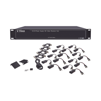 Kit de Tranceptor Activo 16 Canales, Video+Poder un solo Cable UTP, 150m 4K, 200m 5 MP, Envía 36 Vcc y Recibe 12 Vcc, para Rack, Compatible HD-TVI/CVI/AHD/CVBS, EPCOM KITTT16PVTURBOX