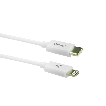 Cable de Datos y Carga, de USB-C Macho a Lightning (8 Pines), Carga Rápida, 20W, Longitud 1m, Color Blanco, VORAGO CAB-125