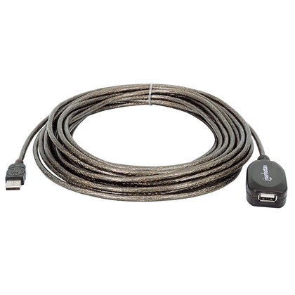 Cable Extensión Activa USB 2.0 (M) a USB 2.0 (H), Longitud 20 Metros, MANHATTAN 150958