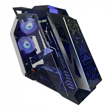 Gabinete Gamer Modelo IR02, Micro ATX/Mini-ATX, Panel Lateral de Cristal Templado, 4 Ventiladores Incluidos, ARGB, Sin Fuente de Poder, Color Negro, XZEAL XZGAIRRGBB