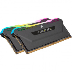 Kit Memoria RAM Vengeance RGB Pro SL, 16GB (2 X 8GB) DDR4, 3600 MHz (PC4-28800), Non-ECC, CL18, XMP, Color Negro, CORSAIR CMH16GX4M2D3600C18