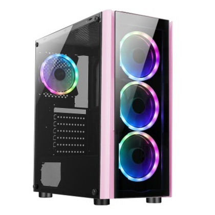 Gabinete Gamer Modelo XZ110, ATX/Micro ATX/Mini-ATX, Panel Lateral de Cristal Templado, 3 Ventiladores Incluidos, RGB, No Incluye Fuente de Poder, Color Rosa, XZEAL XZCGB12P