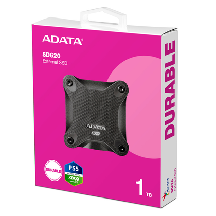 Disco Duro Externo (SSD), Durable SD620, Capacidad 1TB, Interfaz USB 3.2, Color Negro, Resistente a Golpes, ADATA SD620-1TCBK
