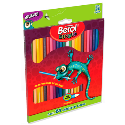 Caja de Colores Recreo, Largos, Unipunta, Con 24 Piezas, BEROL 2118632