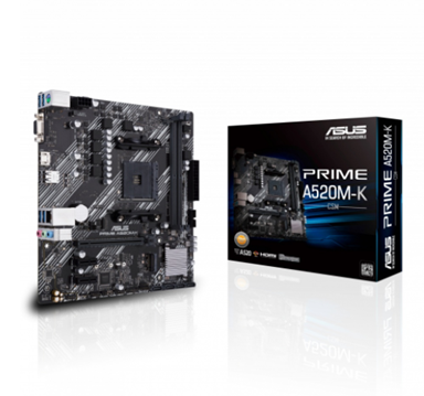 Tarjeta Madre (MoBo) A520M-K, 2x DIMM DDR4 (Max 64GB RAM), 1x HDMI / 1xVGA, Micro ATX, Socket AMD AM4, ASUS PRIME A520M-K
