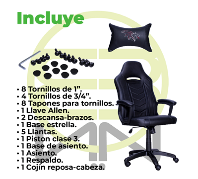 Silla Gamer Chaser, Reposa Brazos, Soporte Cervical y Lumbar, Color Negro, 110 Kg, CHASER CH-FIREFIBER