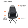 Silla de Oficina Ejecutiva, Giratoria, Respaldo Alto, Tactopiel, Color Negro, Base Metálica, CHASER CH-DUALITABLACK