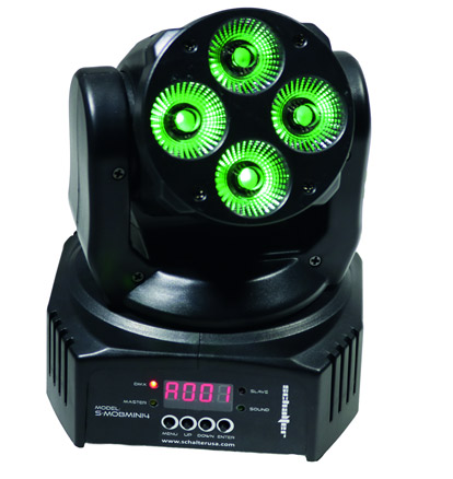 Lámpara LED (Mini Cabeza Móvil) DMX, RGBW, Potencia 50W, Color Negro, SCHALTER S-MOBMINI4