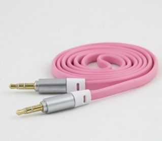 Cable de Audio 3.5 mm - 3.5 mm (M-M), Longitud 1.0 Metros, Color Rosa, NACEB NA-488ROS