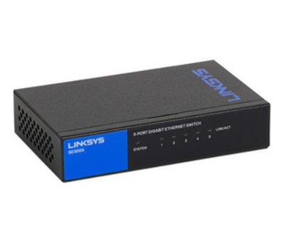 Switch de Escritorio, 5 Puertos RJ45 10/100/1000Mbps, No Administrable, Plug and Play, Chasis Metálico, LINKSYS SE3005