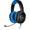 Audífonos con Micrófono Gamer HS35 Stereo, Alámbrico 3.5mm, Longitud del Cable 1.1 Metros, Color Negro / Azul, CORSAIR CA-9011196-NA