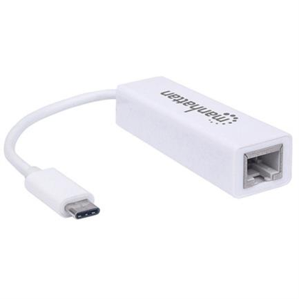 Adaptador USB-C (Tipo C) 3.1 a Red Gigabit 10/100/1000 Mbps, Color Blanco, MANHATTAN 507585
