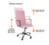 Silla de Oficina Ejecutiva, Giratoria, Respaldo Alto (65 cm), Base Metálica, Max. 85 Kg, Color Rosa, CHASER CH-KENAPINK