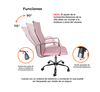 Silla de Oficina Ejecutiva, Giratoria, Respaldo Alto (65 cm), Base Metálica, Max. 85 Kg, Color Rosa, CHASER CH-KENAPINK