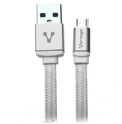 Cable de Datos MicroUSB - USB (M-M), Color Blanco, Longitud 1.0 Metros, VORAGO CAB-113-WH
