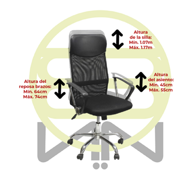 Silla de Oficina, Ejecutiva, Giratoria, Respaldo de Malla Negra, Base Metálica, CHASER CH-CORESBLACK