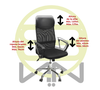 Silla de Oficina, Ejecutiva, Giratoria, Respaldo de Malla Negra, Base Metálica, CHASER CH-CORESBLACK