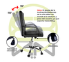 Silla de Oficina, Negra, Giratoria, Base de Metal, CHASER CH-CLIO