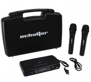 Kit 2 Micrófonos Profesionales, Inalámbricos, Color Negro, SCHALTER S-VHFMIC
