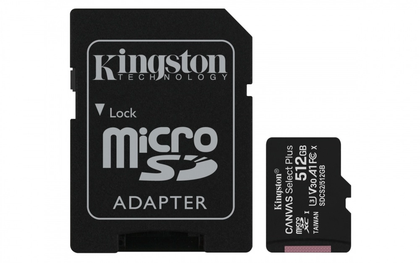 Tarjeta MicroSDXC, Modelo CANVAS Select Plus, Capacidad 512GB, Clase 10, Incluye Adaptador SD, KINGSTON SDCS2/512GB