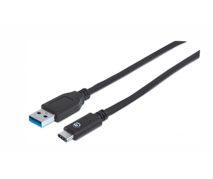 Cable de Datos USB-C (Macho) a USB 3.0, Longitud 50 cm, Color negro, MANHATTAN 354639