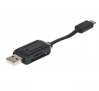 Lector y Grabador Externo de Tarjetas, USB / USB-C, 24 en 1, Tamaño Mini, MANHATTAN 102018