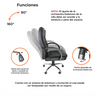 Silla de Oficina Ejecutiva, Giratoria, Respaldo Alto, Tactopiel, Color Negro, Base Metálica, CHASER CH-DUALITABLACK