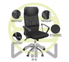 Silla de Oficina, Ejecutiva, Giratoria, Respaldo de Malla Negra, Base Metálica, CHASER CH-CORESBLACK