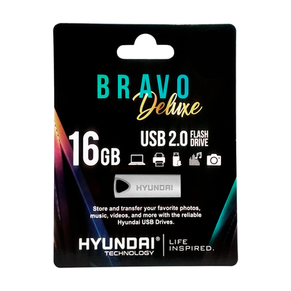 Memoria Flash USB 2.0, Capacidad 16GB, Plata, Carcasa Metálica, HYUNDAI U2BK/16GAS