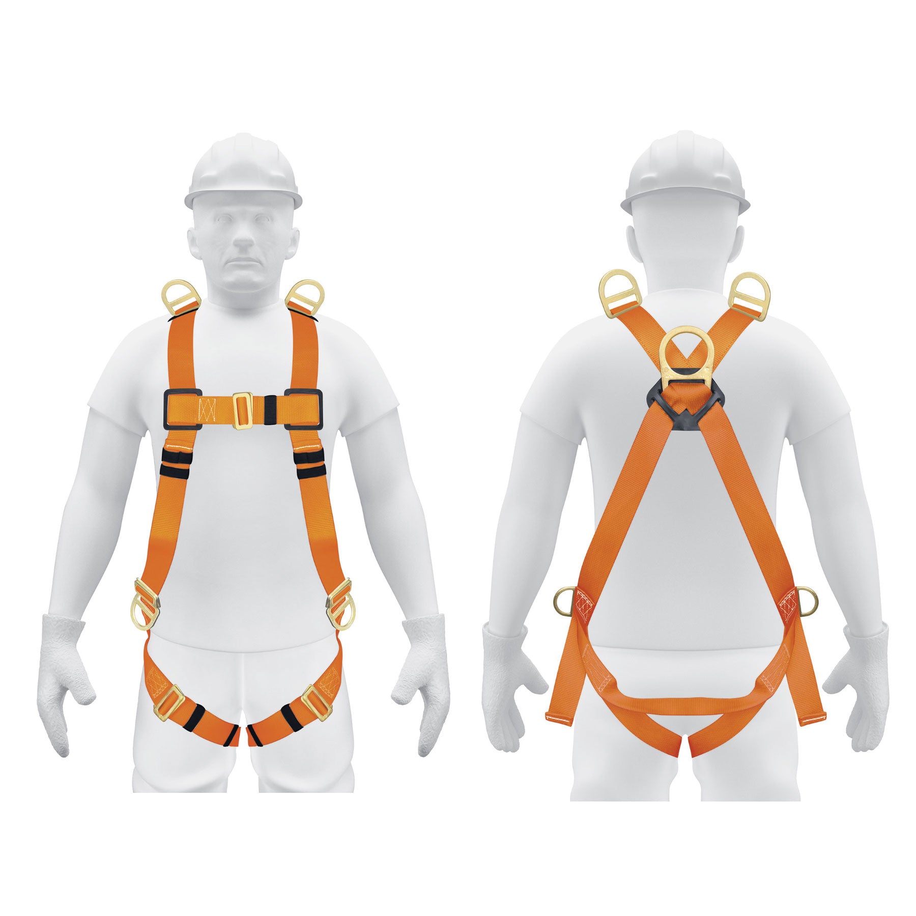 Arnés de Cuerpo Completo, 5 Anillos con Línea de Vida con Doble Gancho en "Y", Longitud 1.8 Metros, Color Naranja, TRUPER ARN-5438 / CAB-5432-18-A