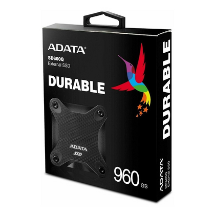 SSD Externo Durable SD600Q, Capacidad 960GB, Interfaz USB 3.1, Color Negro, Resistente a Golpes, ADATA ASD600Q-960GU31-CBK