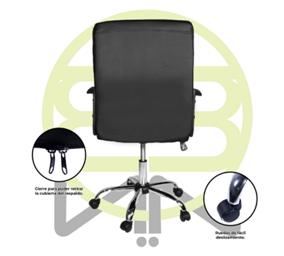 Silla de Oficina, Negra, Giratoria, Base de Metal, CHASER CH-CLIO
