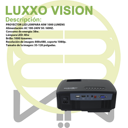 Videoproyector Profesional, 1000 Lúmenes, Tamaño Imagen 35-120”, SVGA, HDMI, USB, 30,000 Horas (Vida Útil Lámpara), SCHALTER S-LUXXO