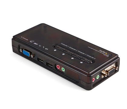 Conmutador Switch KVM, 4 Puertos Video VGA, USB 2.0, con Cables y Audio, STARTECH SV411KUSB