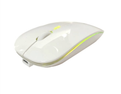 Ratón (Mouse) Inalámbrico Recargable Delgado/Silencioso RGB, USB, Color Blanco, 1600 dpi, NEXTEP NE-412B