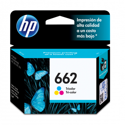 Cartucho de Tinta Original 662, Color Tricolor, 2 ml, Rendimiento Aprox. 100 Paginas, HP CZ104AL
