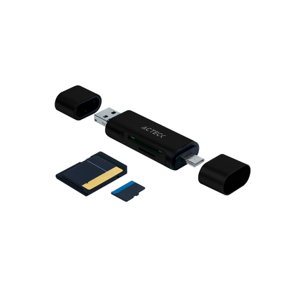 Lector de Tarjetas de Memoria (Card Reader) Gate Edit DH450, SD/MicroSD a USB-A/USB-C/Micro USB, Color Negro, ACTECK AC-934824