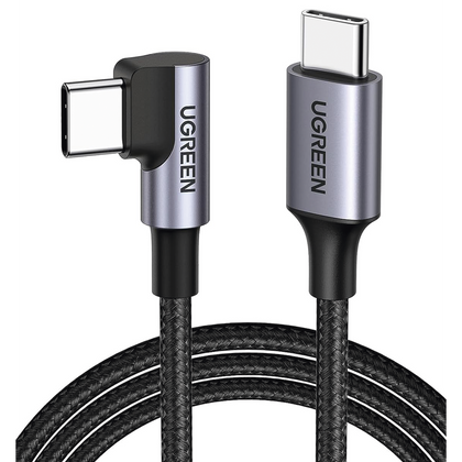 Cable USB 3.0 Tipo C, Macho a Macho, 1 Metro, Angulo Recto de 90°, Carga Rápida de Hasta 60w, Caja de Aluminio, UGREEN 50123
