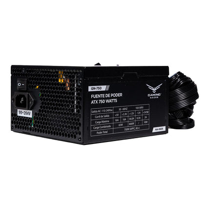 Fuente de Poder Certificada 80 PLUS Bronze, 750W, ATX Modular, 24 pin, Color Negro, NACEB NA-0635