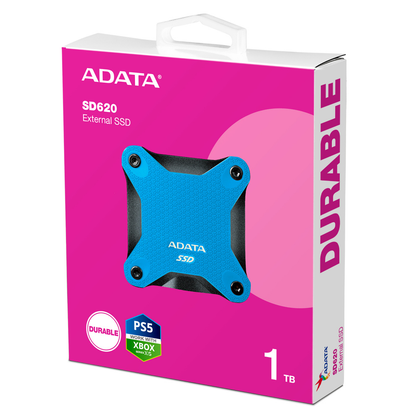 Disco Duro Externo (SSD) Durable SD620, Capacidad 1TB, Interfaz USB 3.2, Color Negro, Resistente a Golpes, ADATA SD620-1TCBL