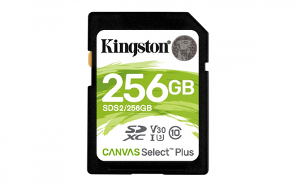 Tarjeta de Memoria SDHC, Modelo Canvas Select Plus, Capacidad 256GB, Clase 10, KINGSTON SDS2/256GB