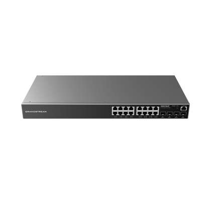 Switch Gigabit PoE+ Administrable, 16 Puertos 10/100/1000 Mbps + 4 Puertos SFP Uplink, Hasta 240W, Compatible con GWN Cloud, GRANDSTREAM GWN7802P