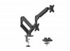 Brazo de Soporte Articulado para 2 Monitor hasta 32", Montaje de Escritorio, con Ajuste de Altura, NACEB NA-0214