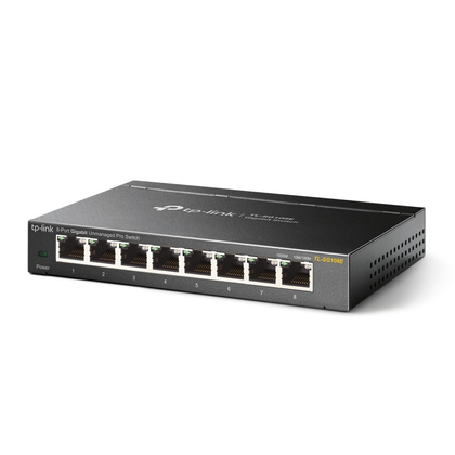 Switch Gigabit Ethernet, 10/100/1000 Mbps, 16 Gbit/s, 8 Puertos, Carcasa Metálica, TP-LINK TL-SG108E