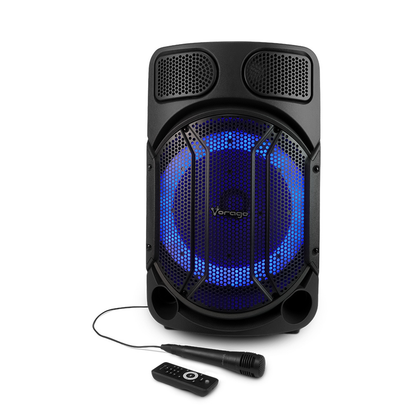 Bocina Tipo Bafle con Karaoke, Bluetooth, Alámbrico/Inalámbrico, 80W RMS, USB 2.0, Color Negro, Incluye Micrófono, VORAGO KSP-502