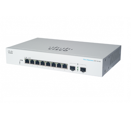 Switch CBS220 Administrable Smart Capa 2, 8 Puertos Gigabit Ethernet, PoE+ con 130W Totales, 2 Puertos SFP (2x1G), CISCO CBS220-8FP-E-2G-N