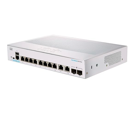 Switch Business 350, 8 Puertos RJ-45, Gigabit Ethernet (10/100/1000 Mbps) y 2 TP/SFP, Administrable, CISCO CBS350-8T-E-2G-NA