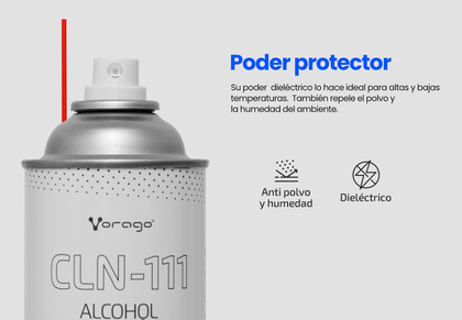 Alcohol Isopropílico en Aerosol, Contenido 280g, Para Limpieza de Circuitos Electronicos, VORAGO CLN-111