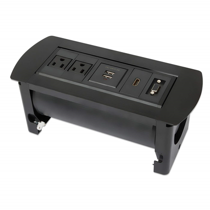 Caja de Conexión para Mesa, con Conectividad USB, HDMI, VGA, Color Negro, MANHATTAN 164832